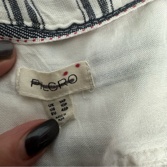 NWT Anthropologie Pilcro Ruffle Collar Stripe Buttondown Midi Dress blue/wh  10p - Picture 12 of 13